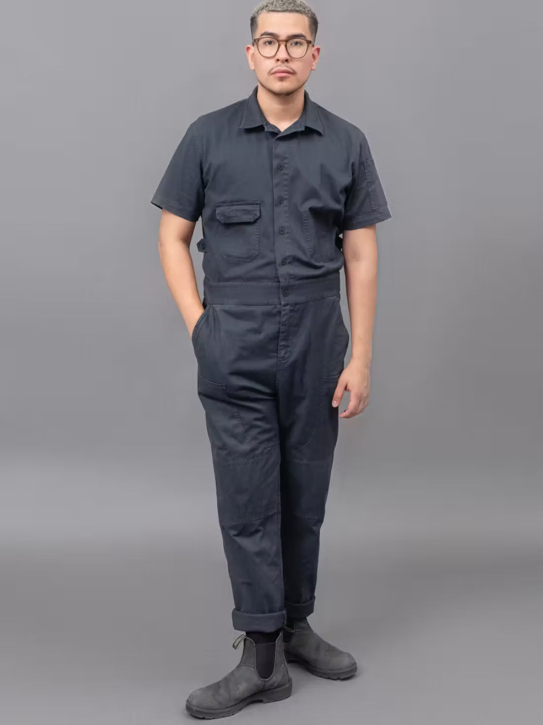 Men's Jumpsuit in Washed Charcoal | Men's Chefwear | TILIT
