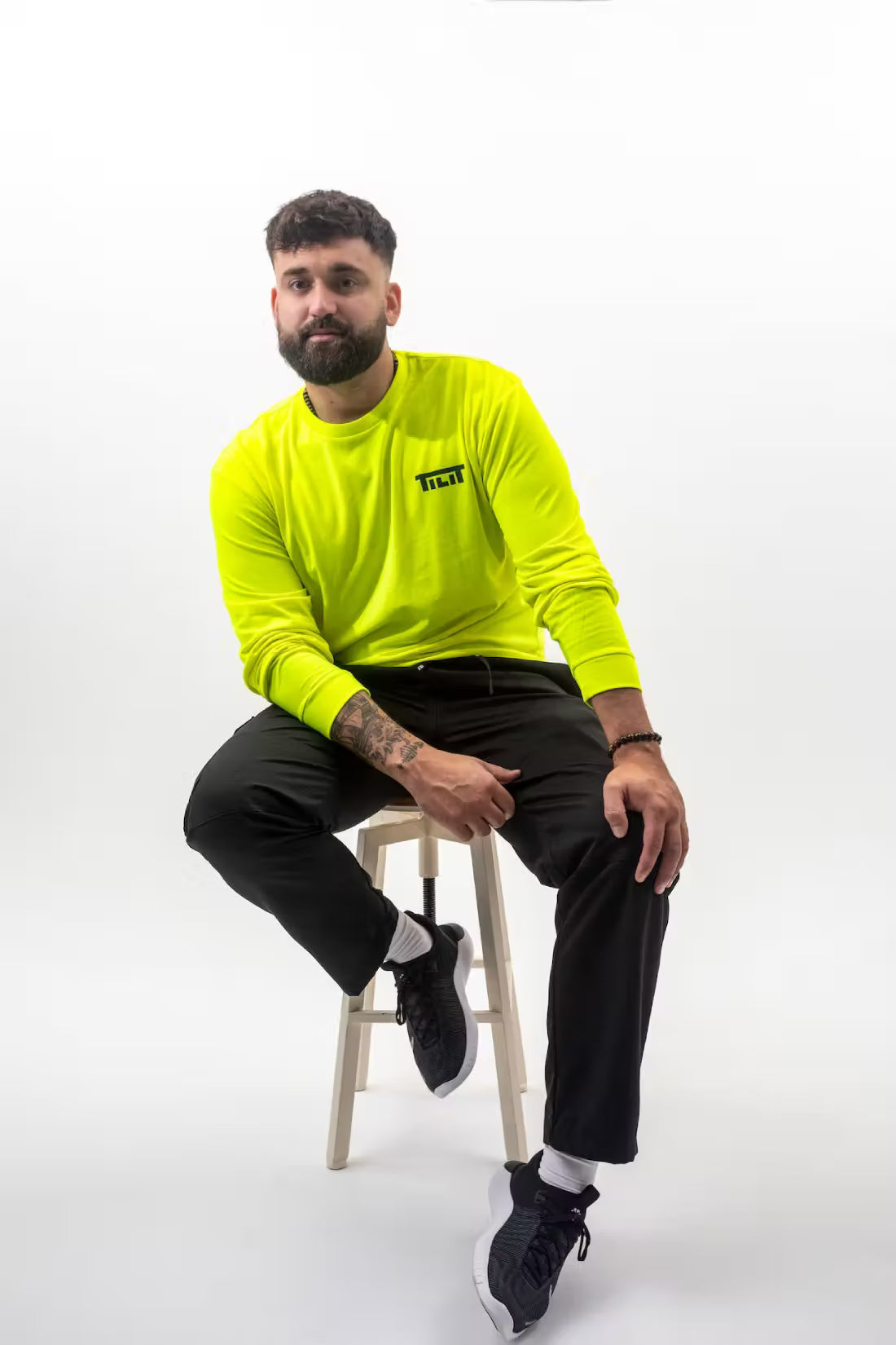 Neon Yellow Long Sleeve Cotton Tee | TILIT