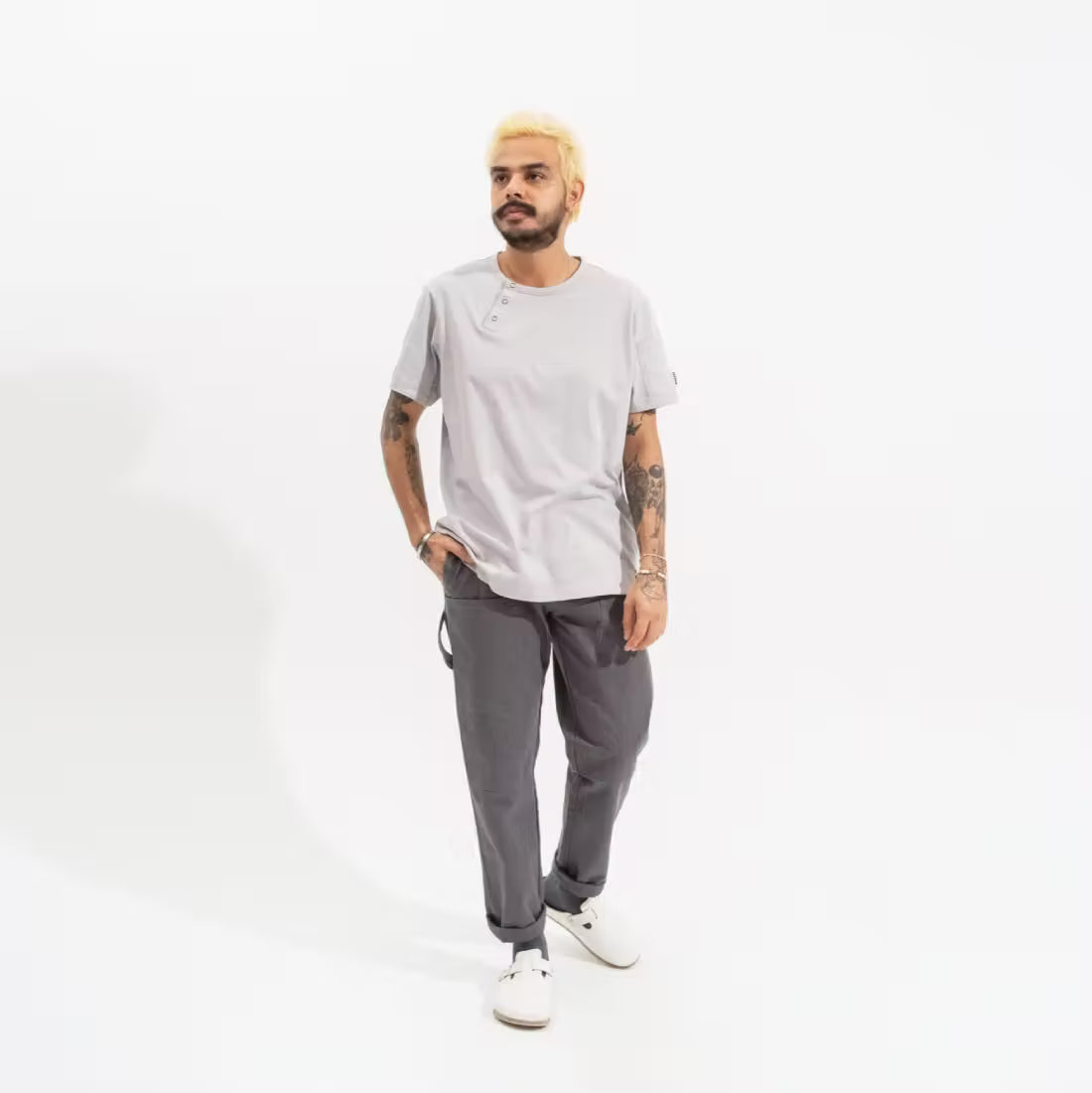 T-shirt col henley coton mélangé - blanc | Tunisie T-shirt col henley coton mélangé - blanc | Tunisie