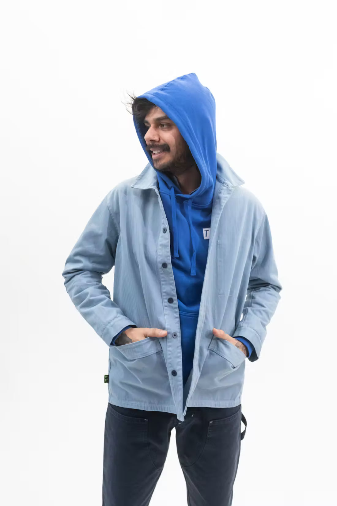 取寄せ発送品 CLANE WORK OVER JACKET BLUE クラネ78