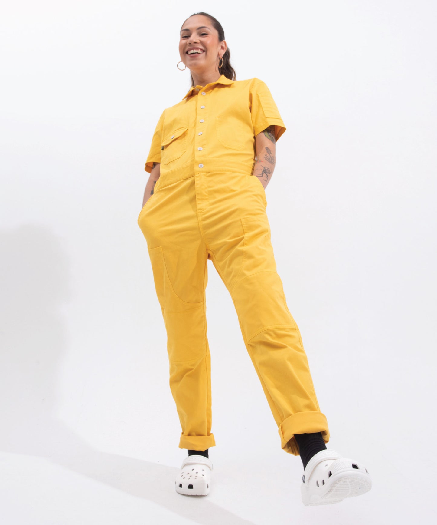 hospitality work wear yellow jumpsuit