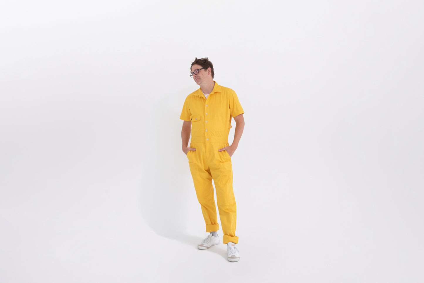 Men's Short Sleeve Jumpsuit - Summer - Yellow