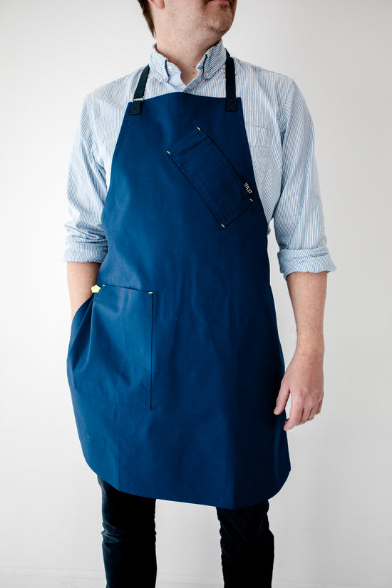 chef apron in blue