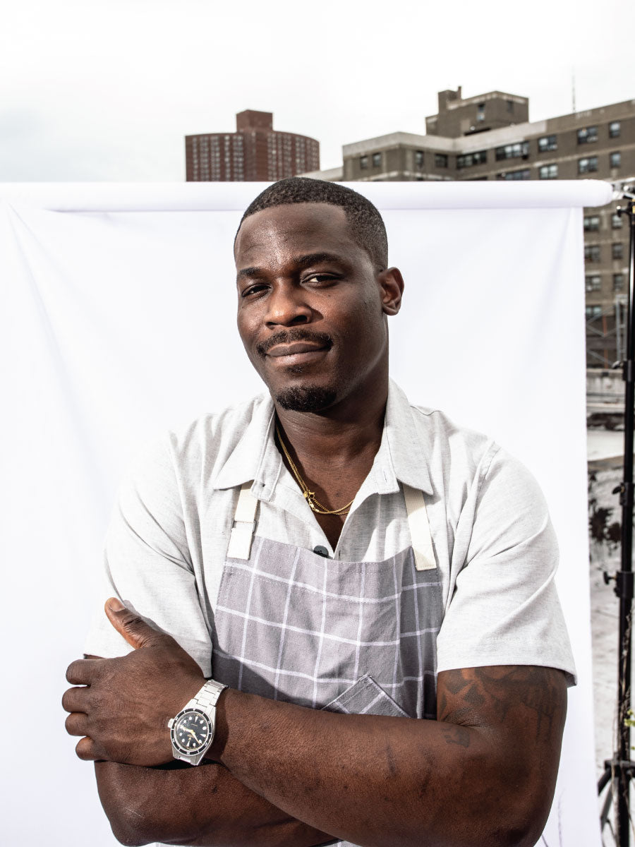 grey plaid chef apron