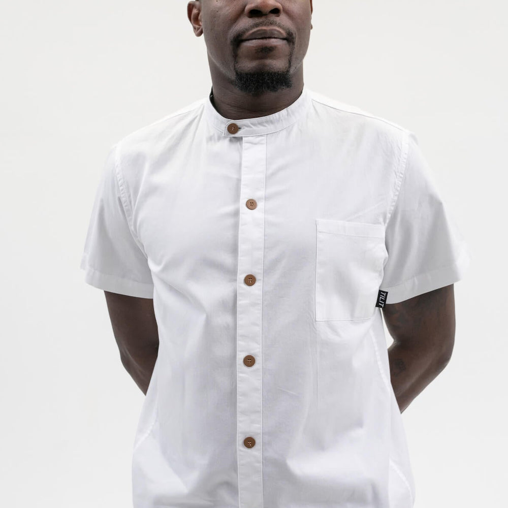 Male model chef shirt in white