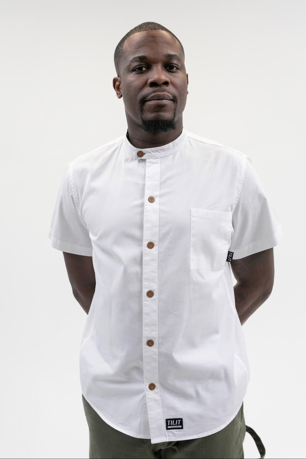 Male model chef shirt in white