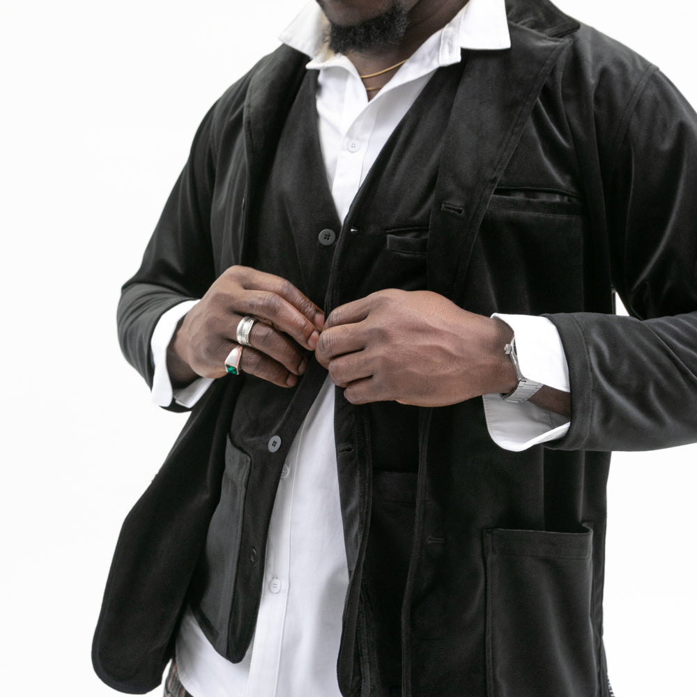 TILIT Men's Blazer In Black Velvet