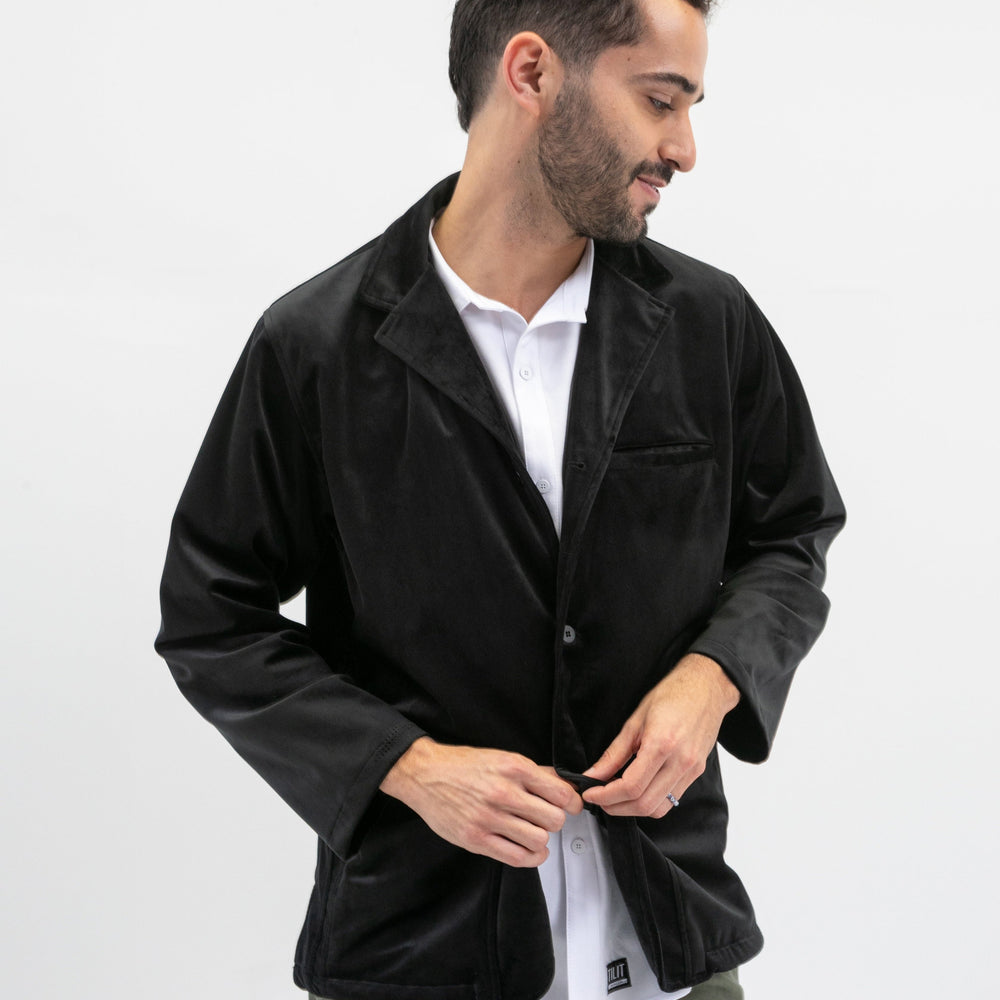 TILIT Men's Blazer In Black Velvet