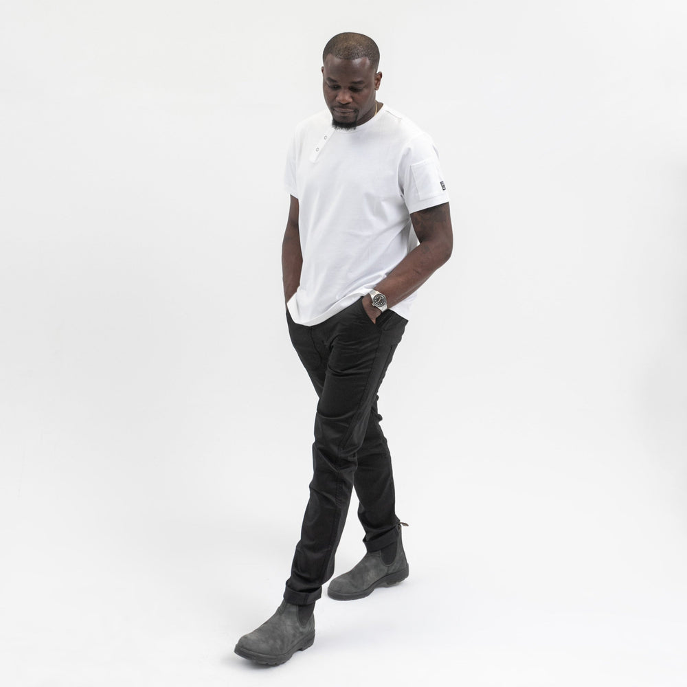 TILIT black chef flex pants on a male model