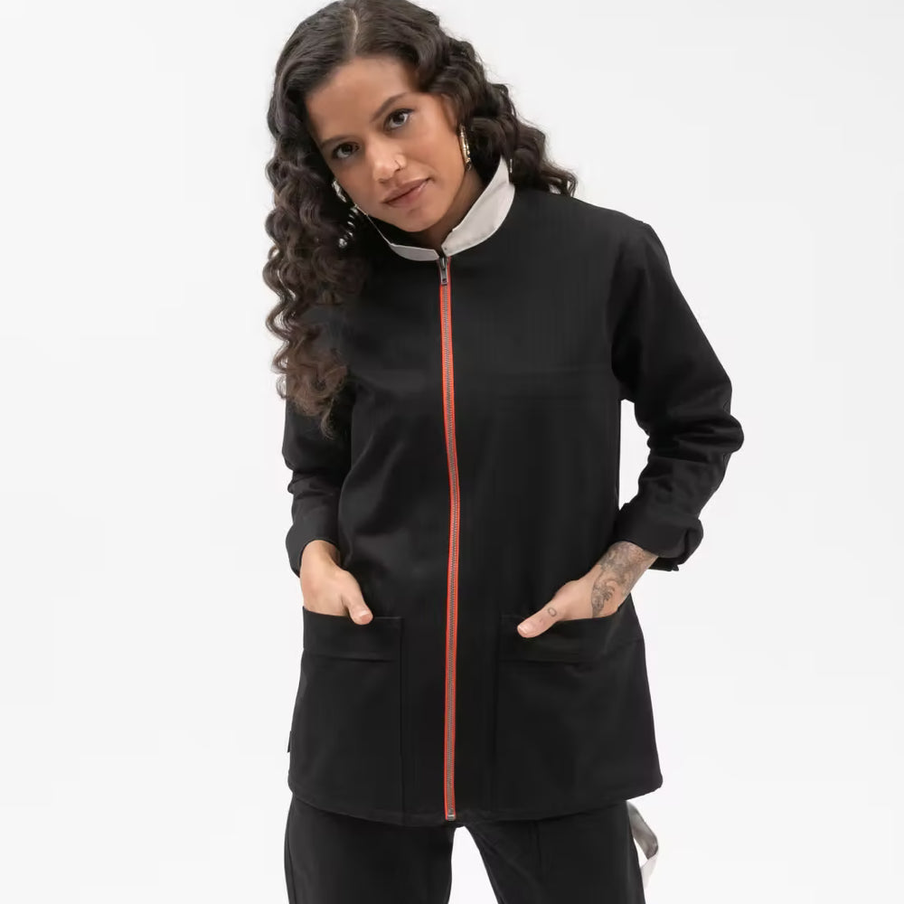 "FOCUS" Zipper Chore Coat