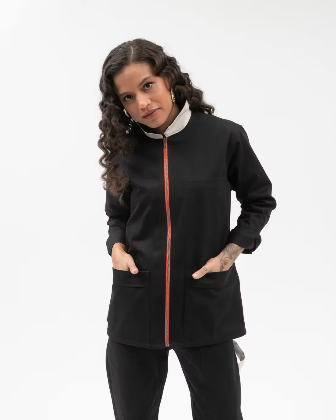 "FOCUS" Zipper Chore Coat