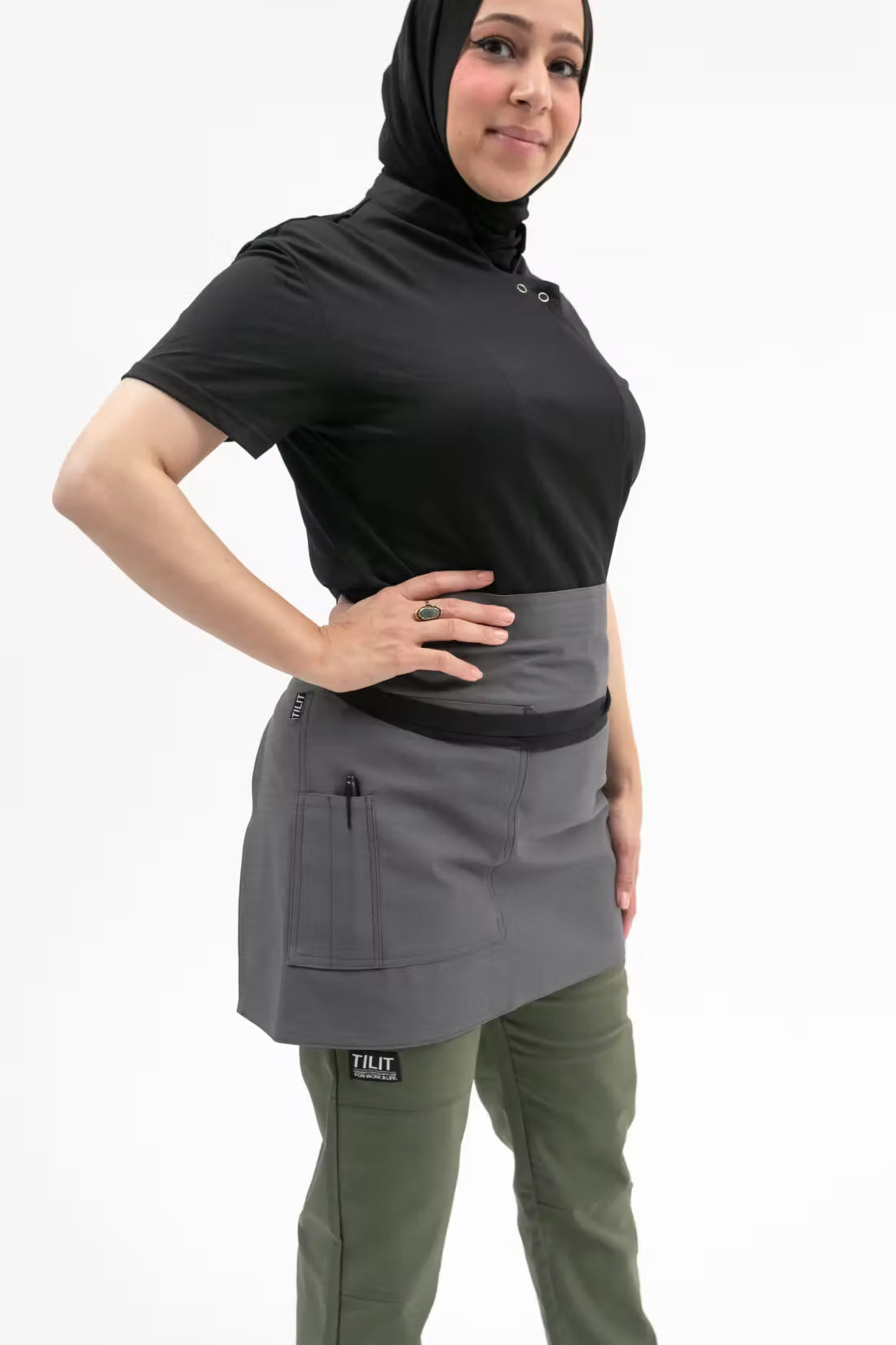 "FOCUS" Stripe Chef Bib Apron