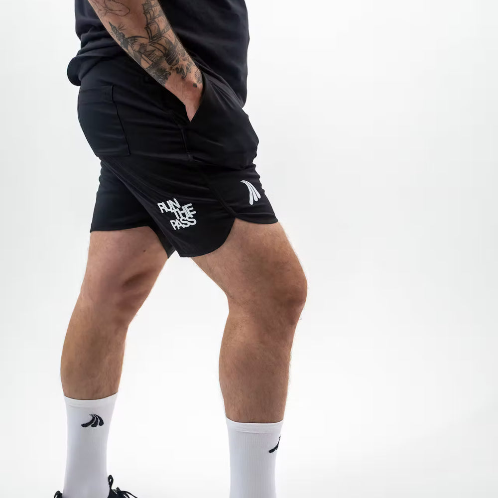 "Run the Pass" Black Essential Short