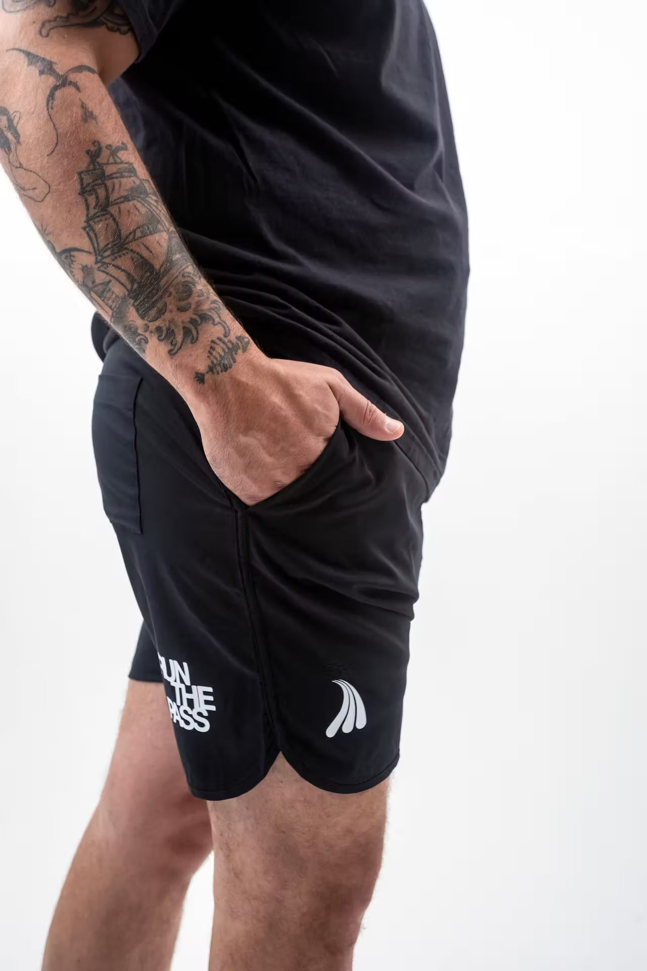 "Run the Pass" Black Essential Short