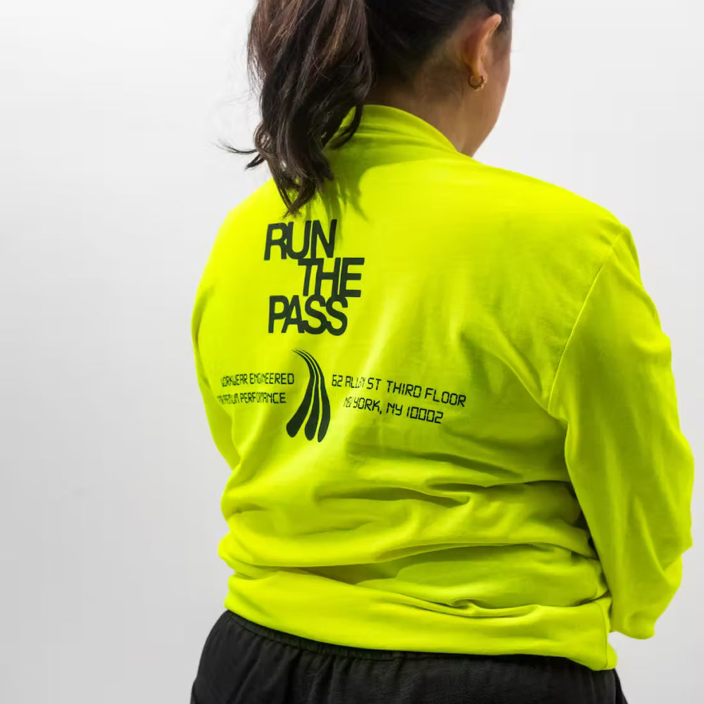 “Run the Pass” Long Sleeve Soft Cotton T-Shirt in Neon Yellow