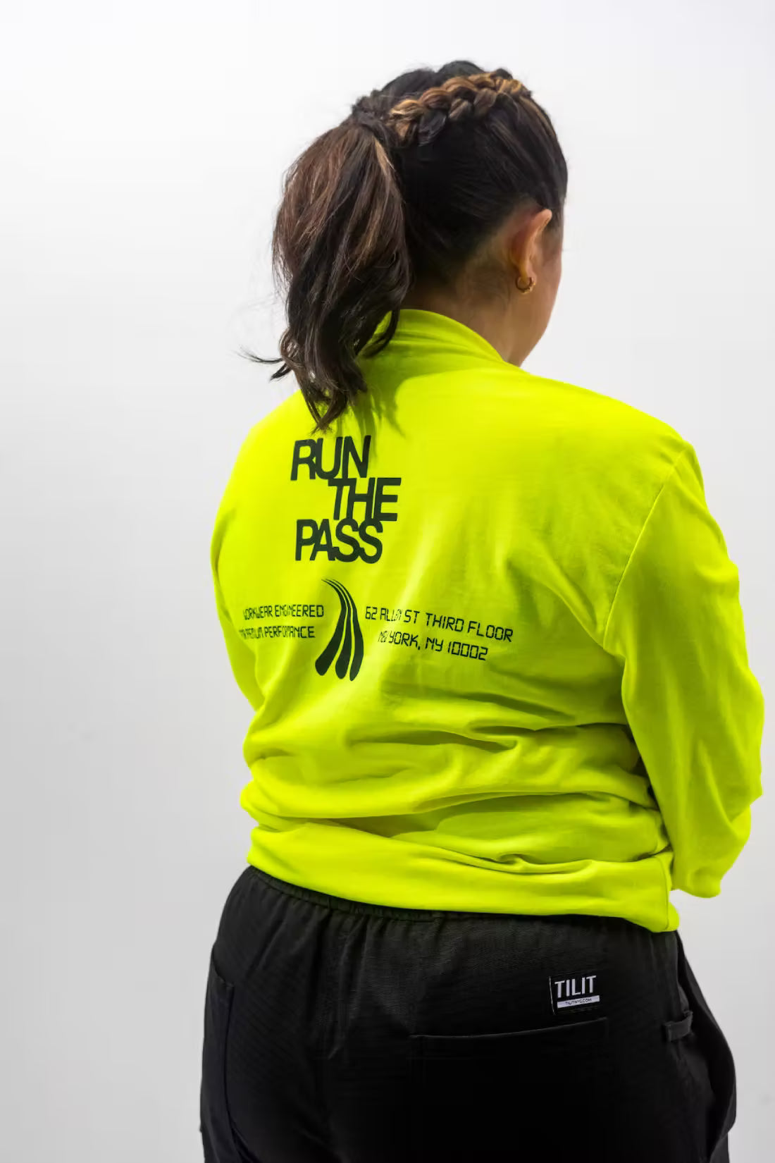 “Run the Pass” Long Sleeve Soft Cotton T-Shirt in Neon Yellow