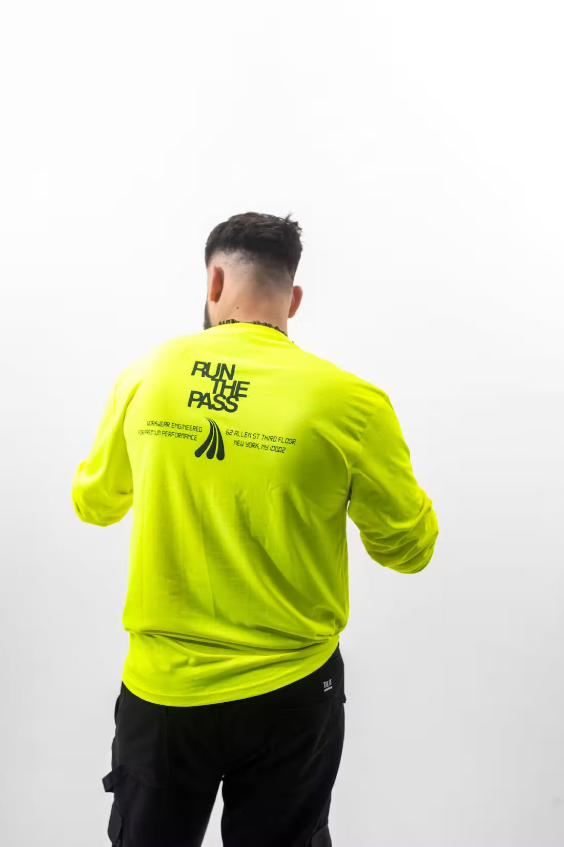 “Run the Pass” Long Sleeve Soft Cotton T-Shirt in Neon Yellow