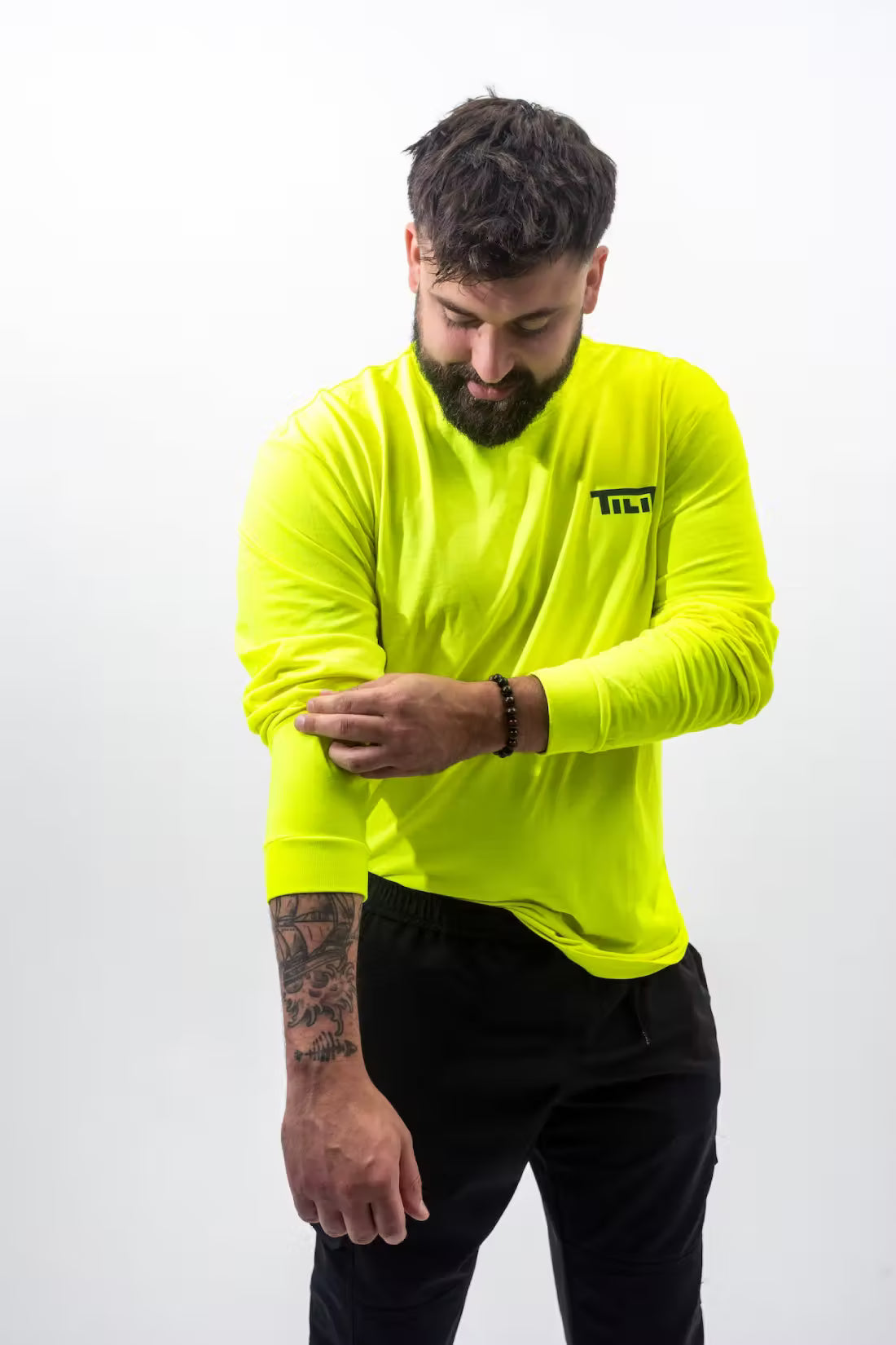 Neon Yellow Long Sleeve Cotton Tee | TILIT