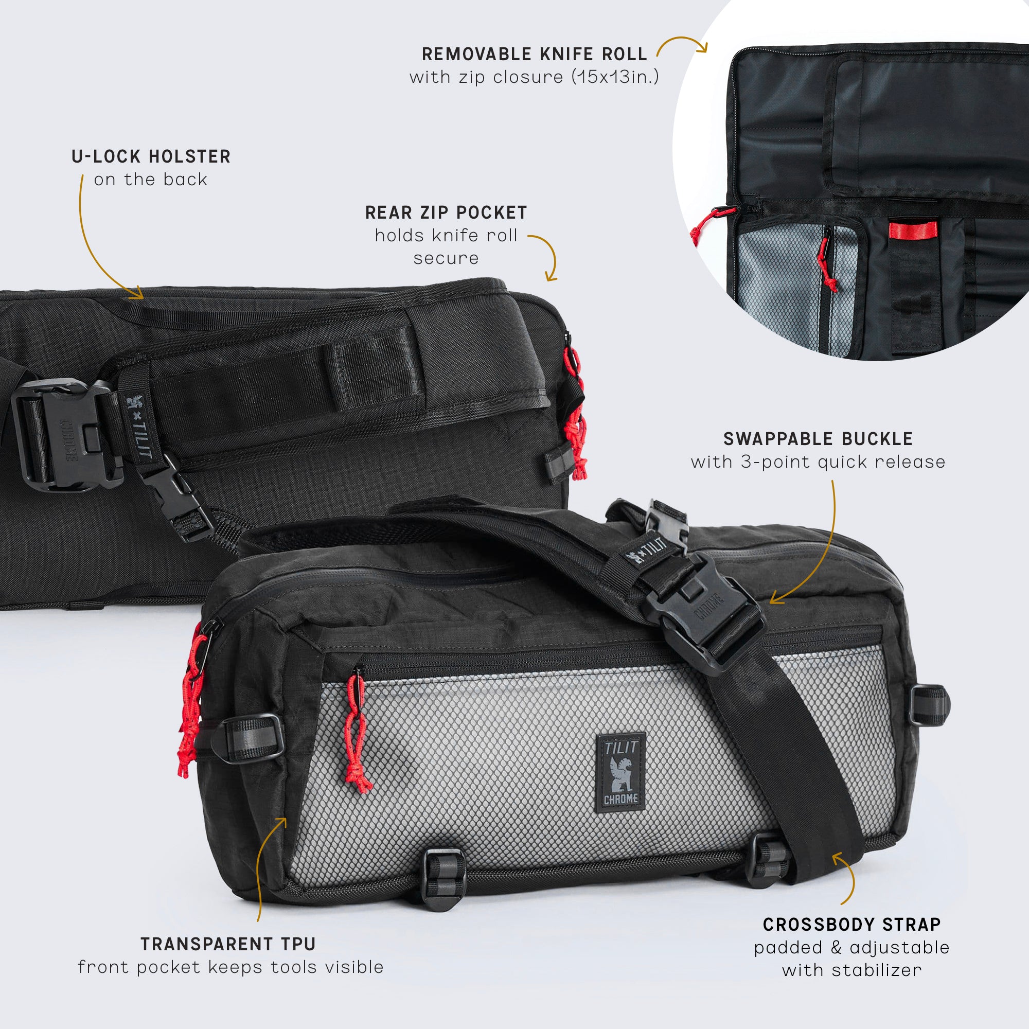 Chrome x TILIT Chef Kadet Sling Bag with Knife Roll - TILIT NYC