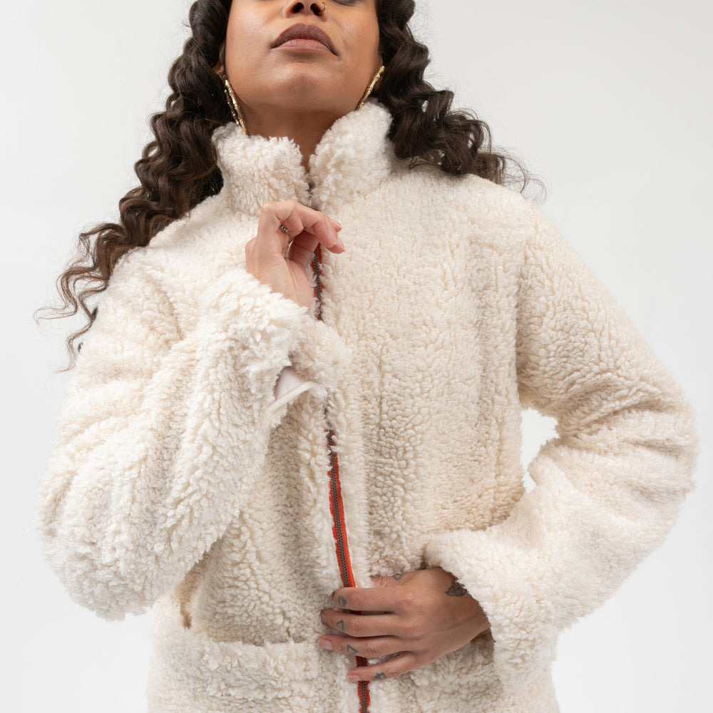 
                  
                    TILIT Fleece Chore Coat in eggshell color
                  
                