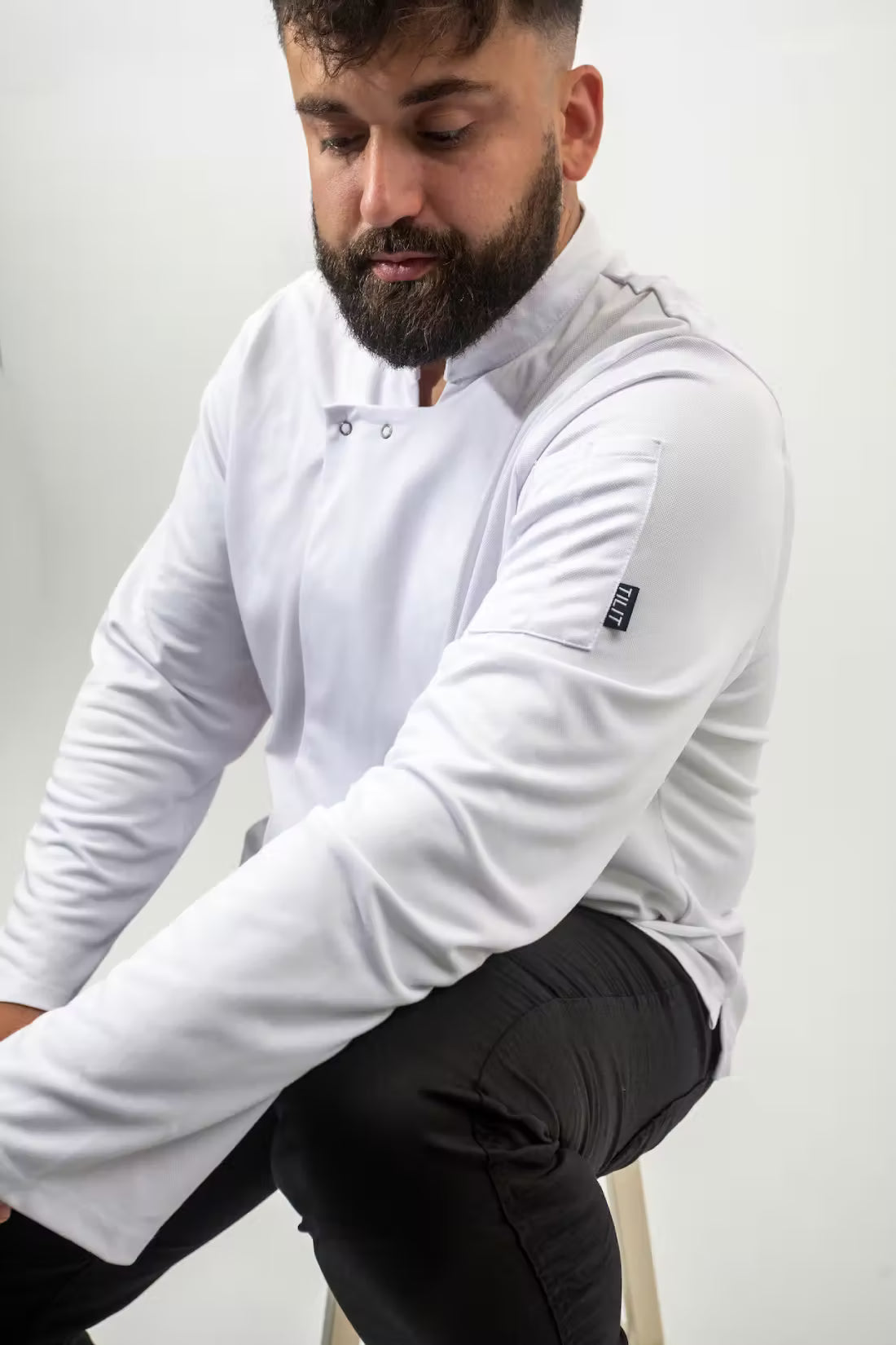 Long Sleeve TILIT Men's Chef Coat in White