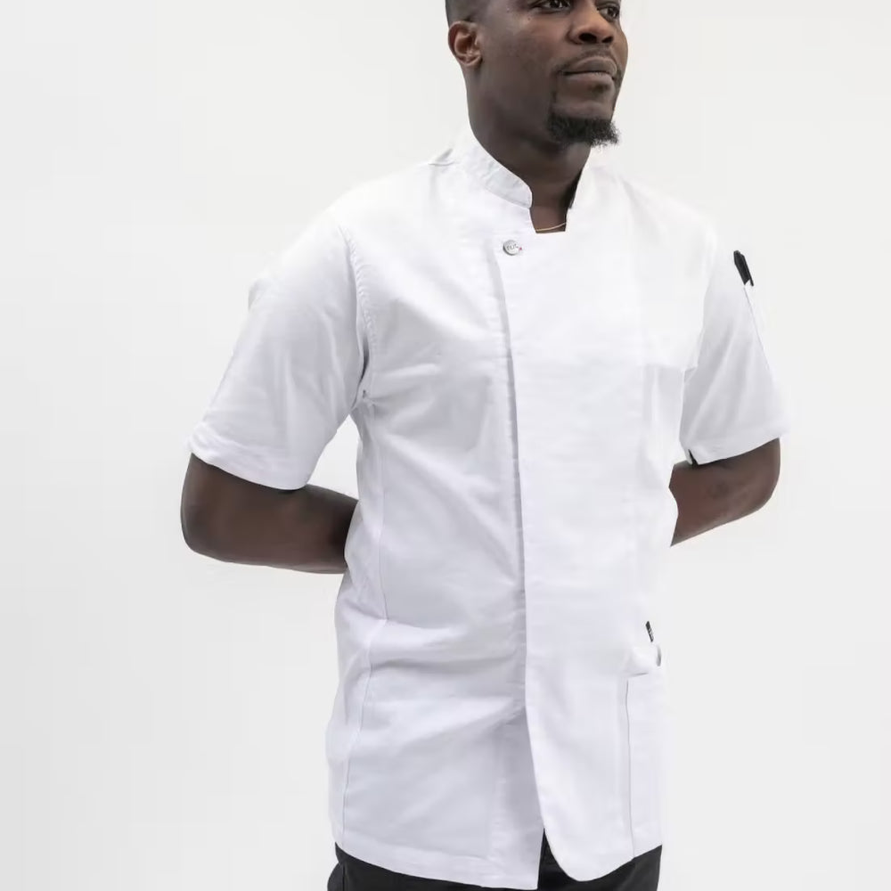 TILIT Men's Chef Coat Short Sleeve in White