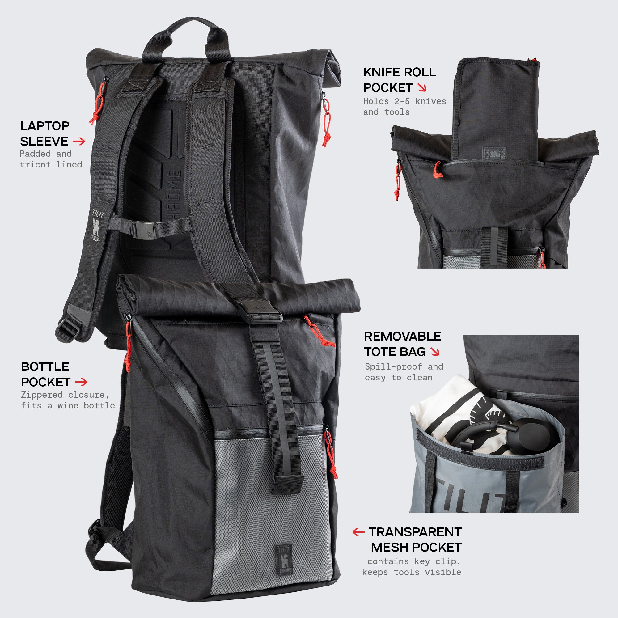 ゴテンクス リミテッドパック Chef in Transit Bundle | Chef Backpack & Sling Bag | TILIT x CHROME