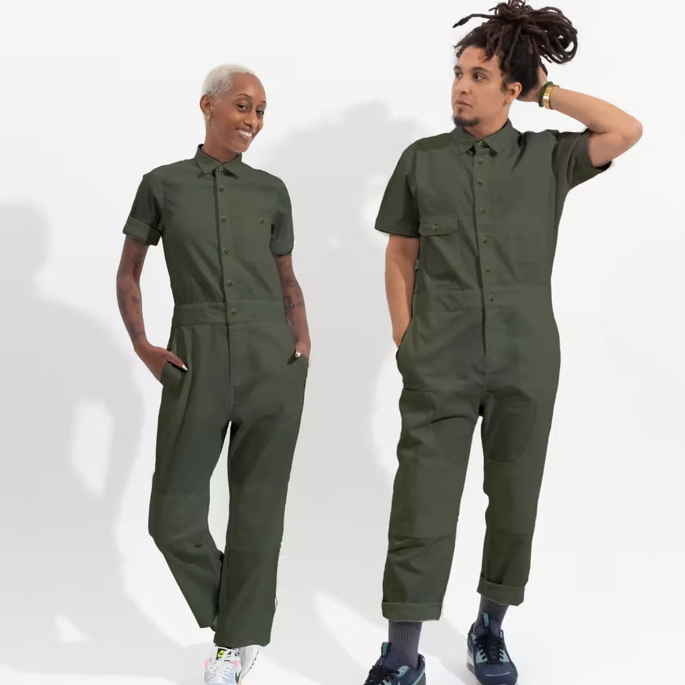 Women's Vintage Green Short Sleeve Jumpsuit - TILIT NYC