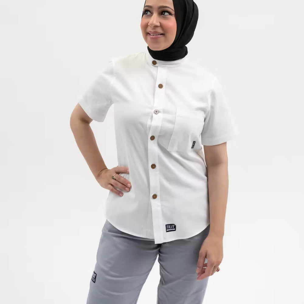 Women's Chef Work Shirt with Signature Apron Tab TILIT NYC