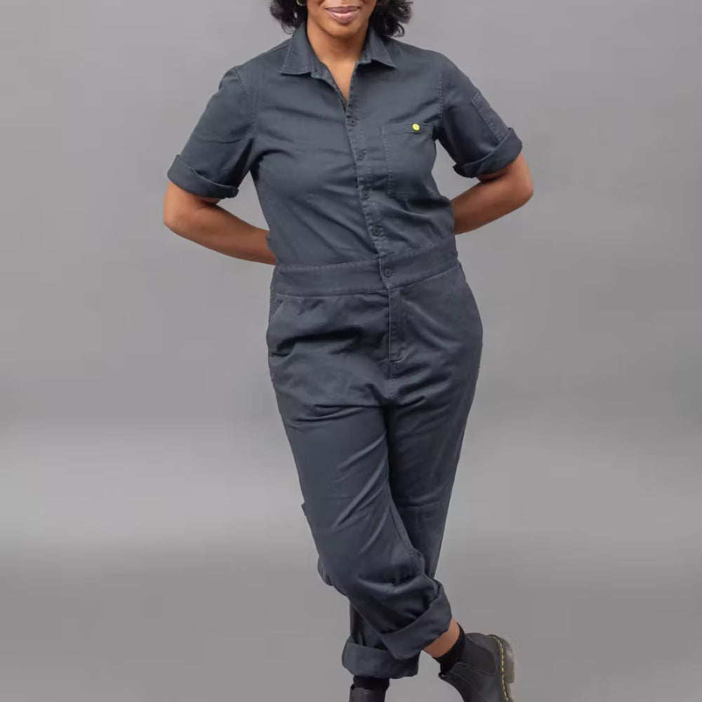 Women's Short Sleeve Jumpsuit in Washed Charcoal
