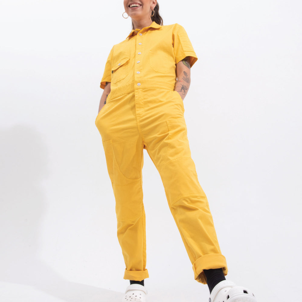 hospitality work wear yellow jumpsuit