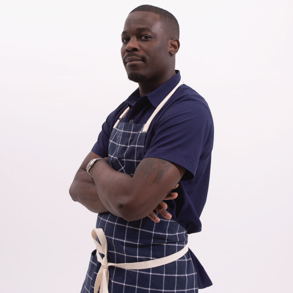 
                  
                    navy plaid apron
                  
                
