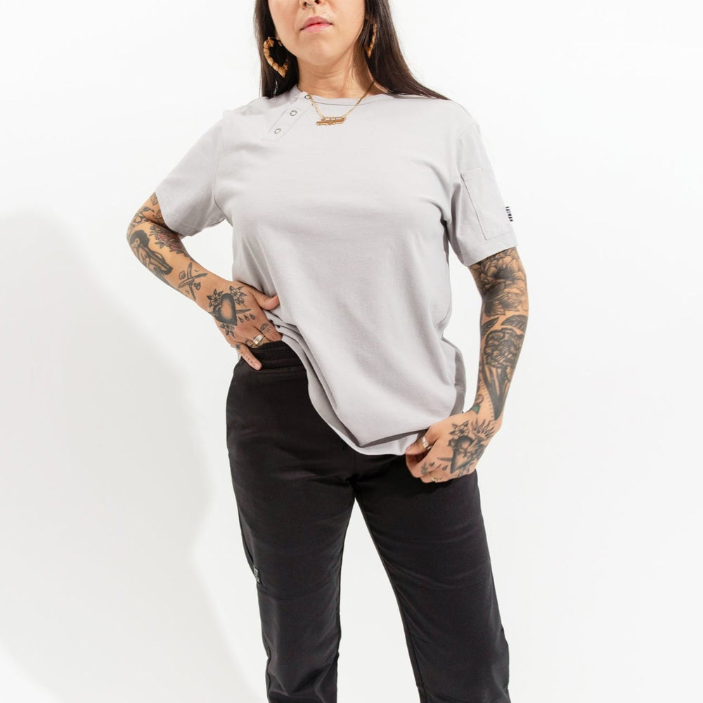 
                  
                    TILIT Men and Women Henley Tee in Gray
                  
                